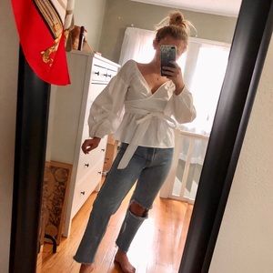 Express off the shoulder bell sleeve top